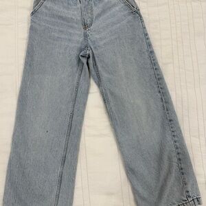 H&M Girls Wide Leg Jeans Light Wash Elastic Waist Size L